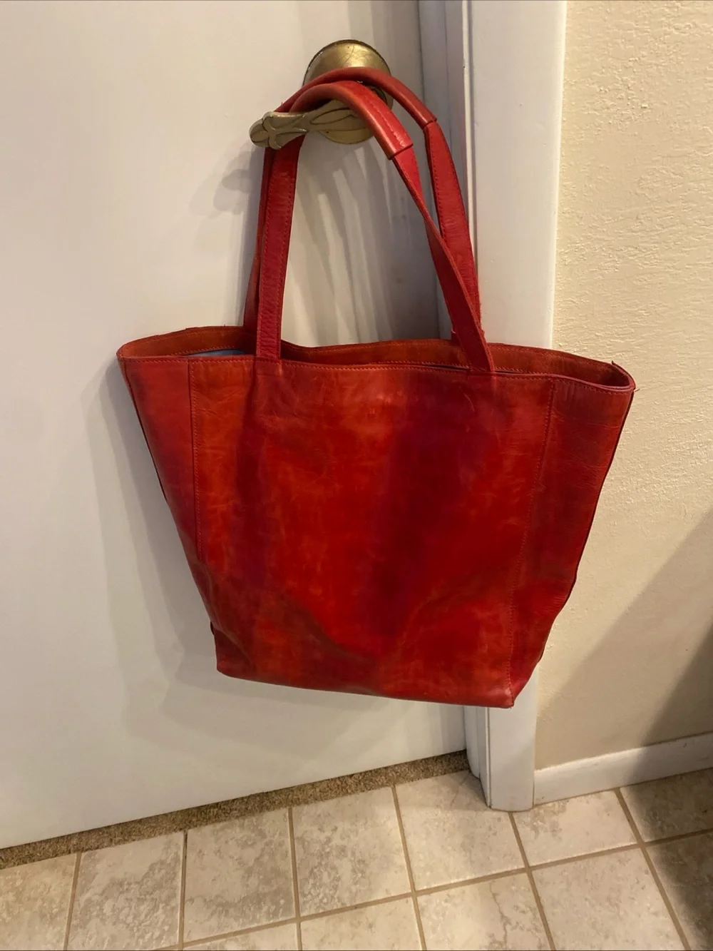 Noonday Collection Red Chiefs Heart Tote with Leopard Accent